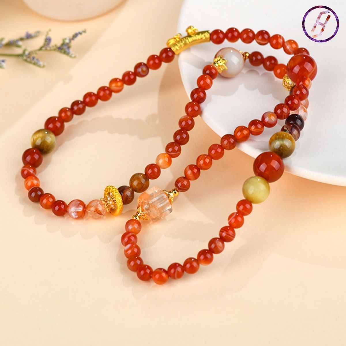 2025 New Network Hit Nezha Series A Variety of Original Bracelets Natural Crystal Carnelian Red Phantom Quartz Womens Bracelet Customization