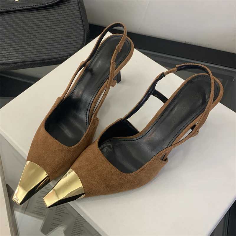 Equal Spring Designer Narrow Band Strap Pumps Wen Sexy Splicing Pointed Toe Thin Low H Banquet Me Shoes Zapatos Mujer Y250317