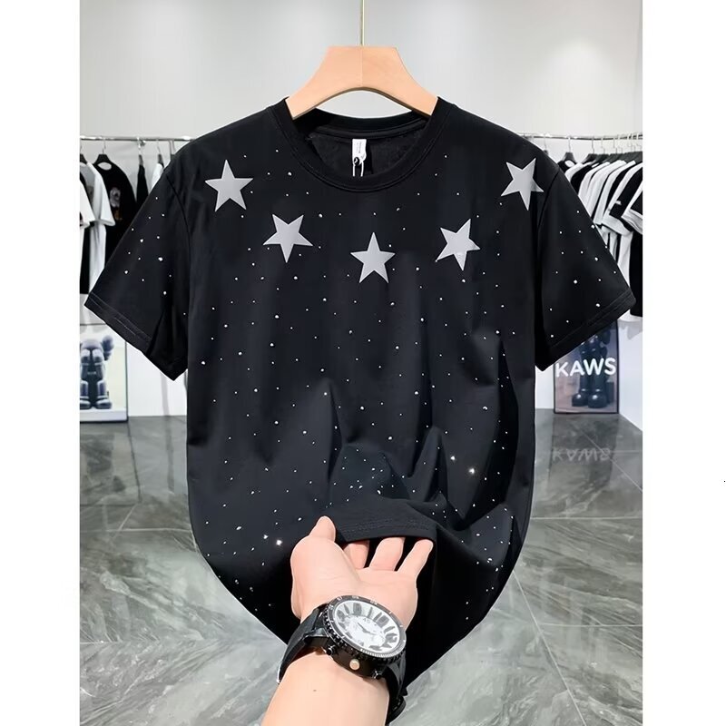 2025 plus men's casual round neck short sleeved digital printed T-shirt