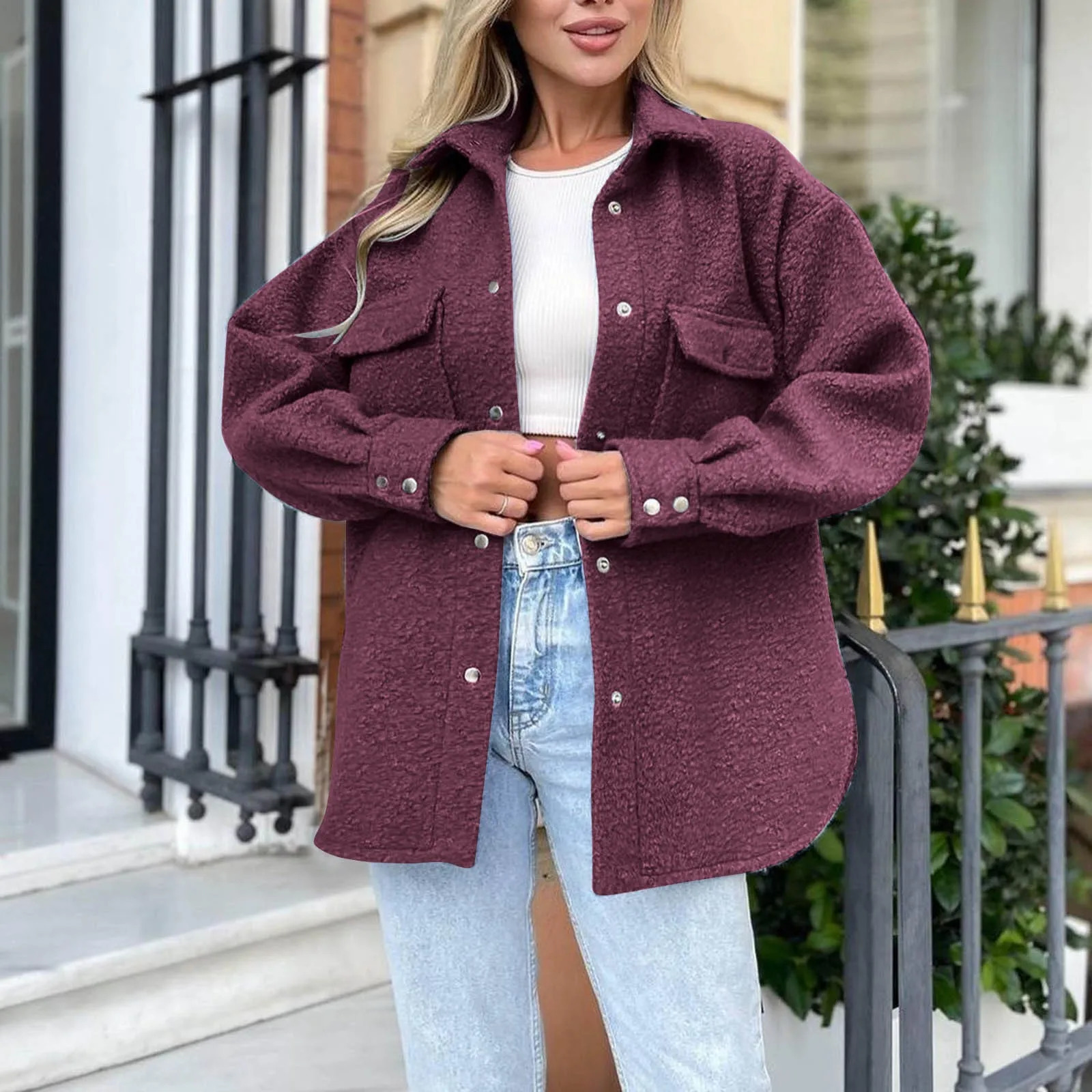 Thick and warm chiffon fashionable jacket womens wool sweater oversized button down long cardigan 250227