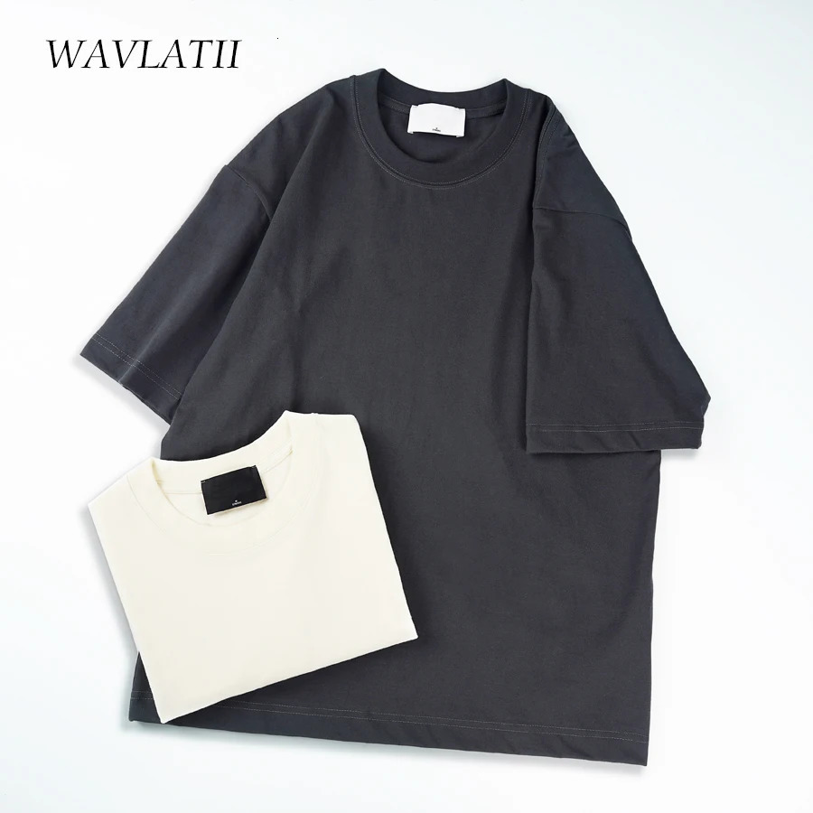 WAVLATII Oversized Summer T shirts for Women Men Brown Casual Female Korean Streetwear Tees Unisex Basic Solid Young Cool Tops 250222