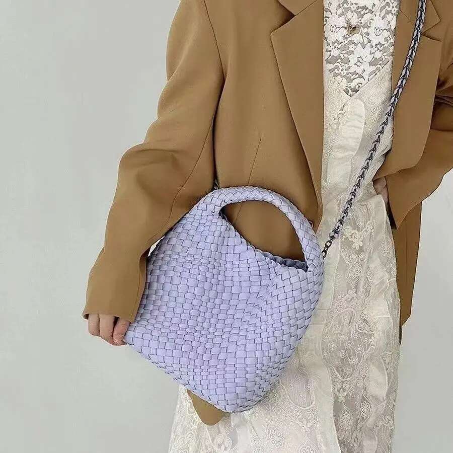 Women's Bags trend women's braided handbags Nylon woven Casual tote Shopping travel Beach genuine brand Versatile bag in promot