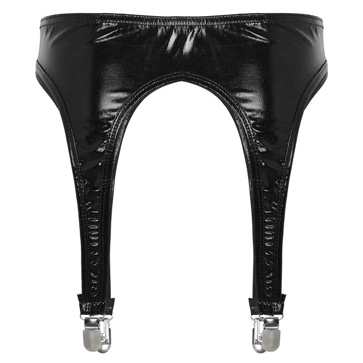 Women Garter Belt Gothic Lingerie Shiny Metallic High Waist Suspender for Thigh High Stockings Rave Festival Pole Dance Costume 250227