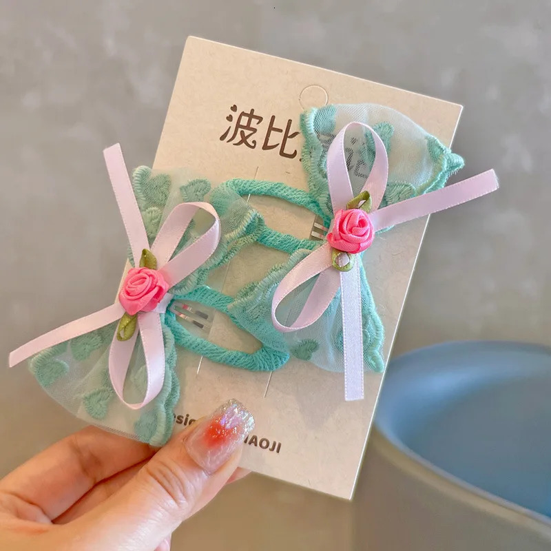 Free delivery of 30 pairs of childrens hair clips mesh bows hair accessories girls side bangs clips 250227