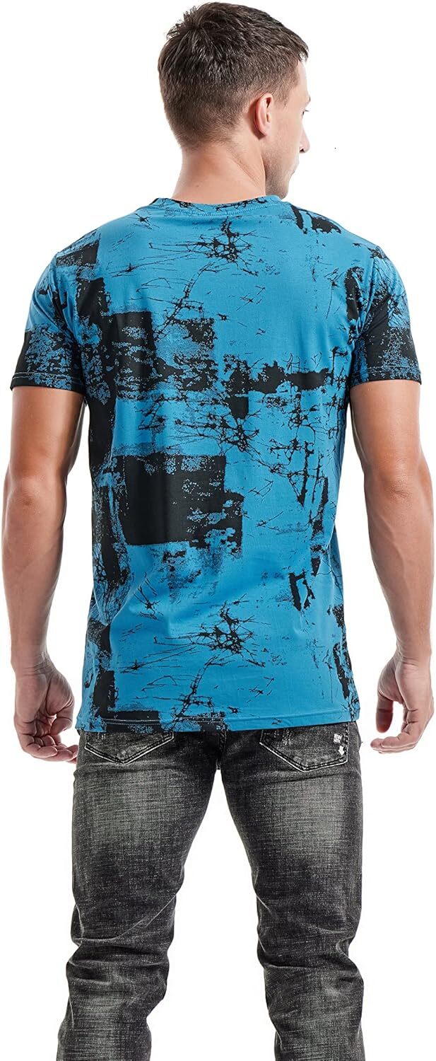 Mens T shirt Mens Hipster Hiphop Tees - Fashion Print T-Shirts tee Casual tops summer clothes blue
