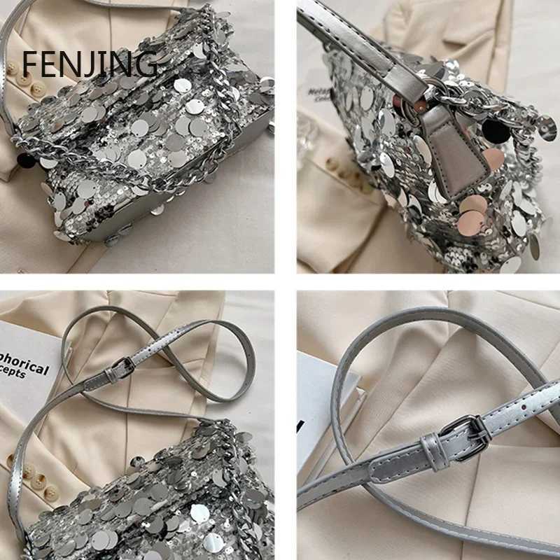 New Arrival Sequined Shiny Handbags Women New Fashion Shoulder Crossbody Bags Luxury Party Evening Bags Purple Over Envelope Bags T250227