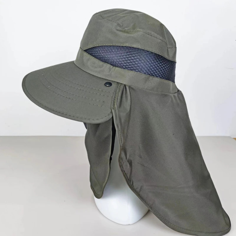 Mens Summer Sun Hat Breathable Mesh n Quick-Dry Detachable Polyester UV Protection Fishing Hiking Cap with Neck Coverage 250218