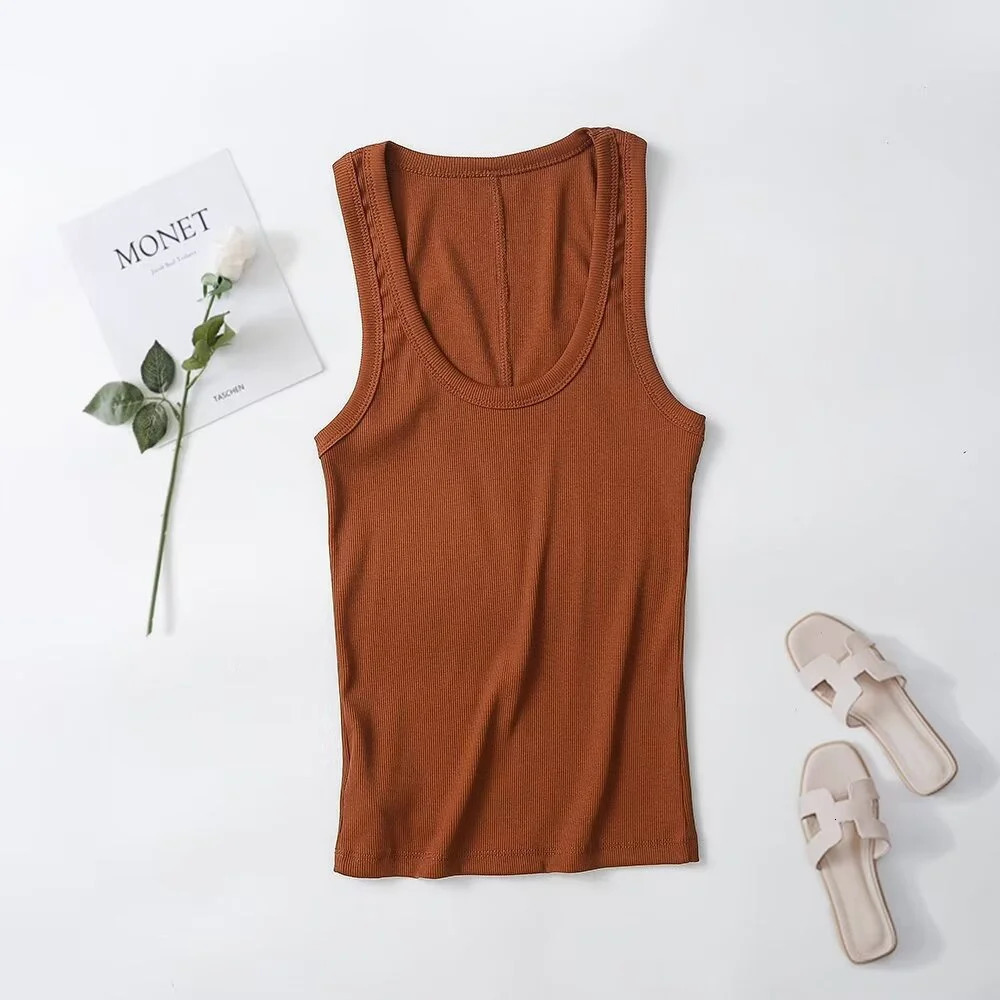 ZAR * SpringSummer Product Womens Slim Fit Solid Color Suspended Ribbed Tank Top Spicy Girl Style T-shirt 250226
