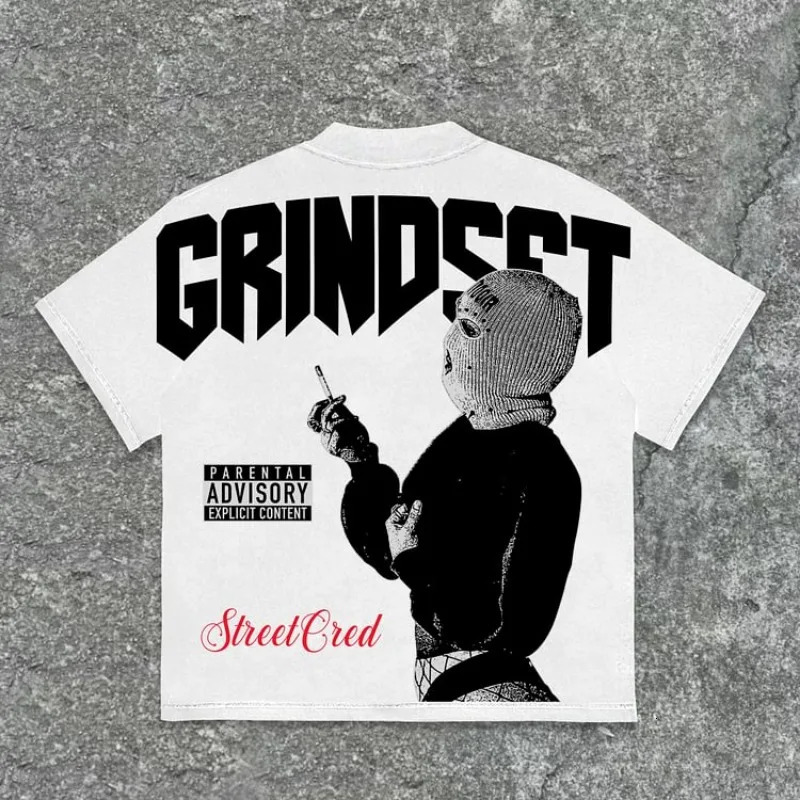 Gang Street Culture Retro Graphics Cotton TShirt Men Y2K Summer Casual Oversize Short Sleeve Tshirt Streetwear Women Top 250226