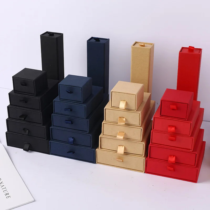 12pcs Drawer Jewelry Box Ring Necklace Box Black Earring Bracelet Jewelry Organizer Packing Display Jewelry Boxes and Packaging 250222