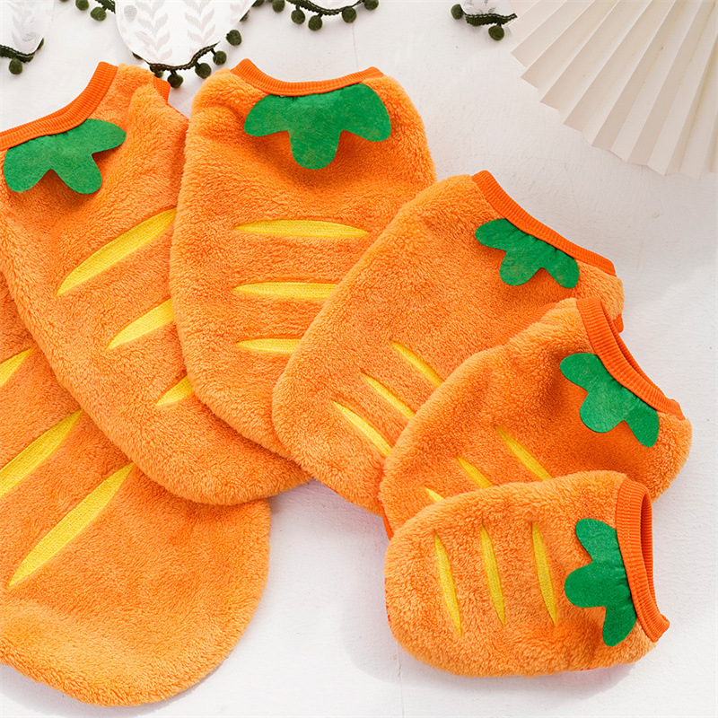 Winter - warm Carrot - themed Pet Clothes for Dogs like Teddy, Bichon Frise, Corgi, Pomeranian and Cats