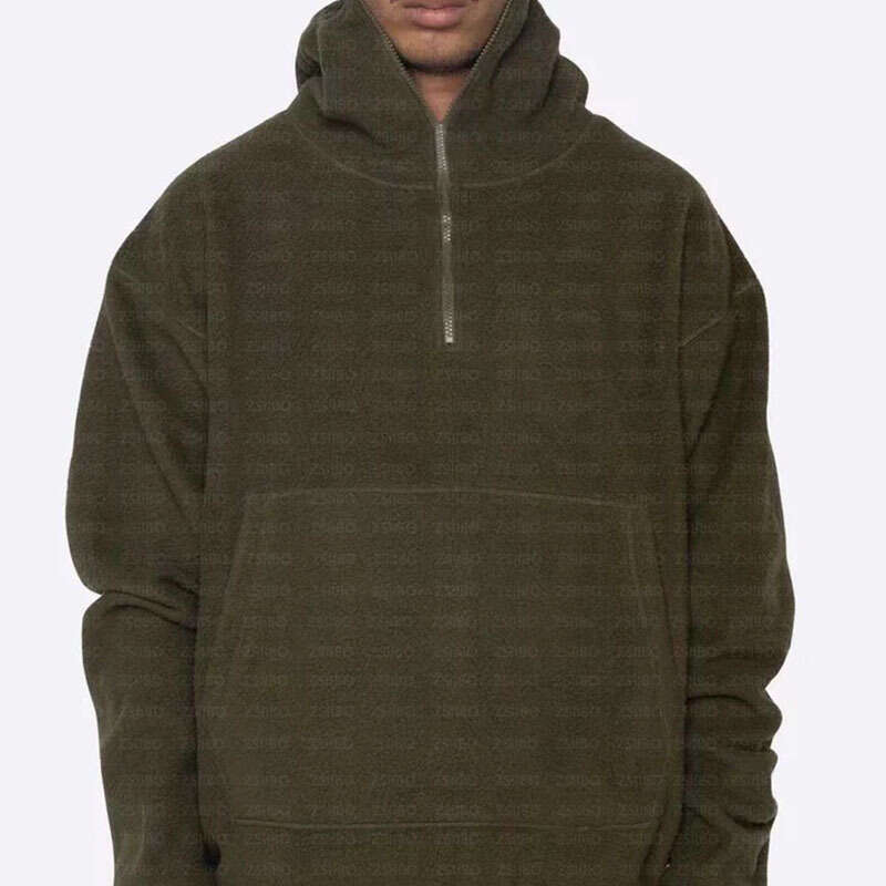 2025 Personalized Street Hip Hop Warm Pocket Half Zipper Pullover Long Sleeve Hoodie Top for Men and Women