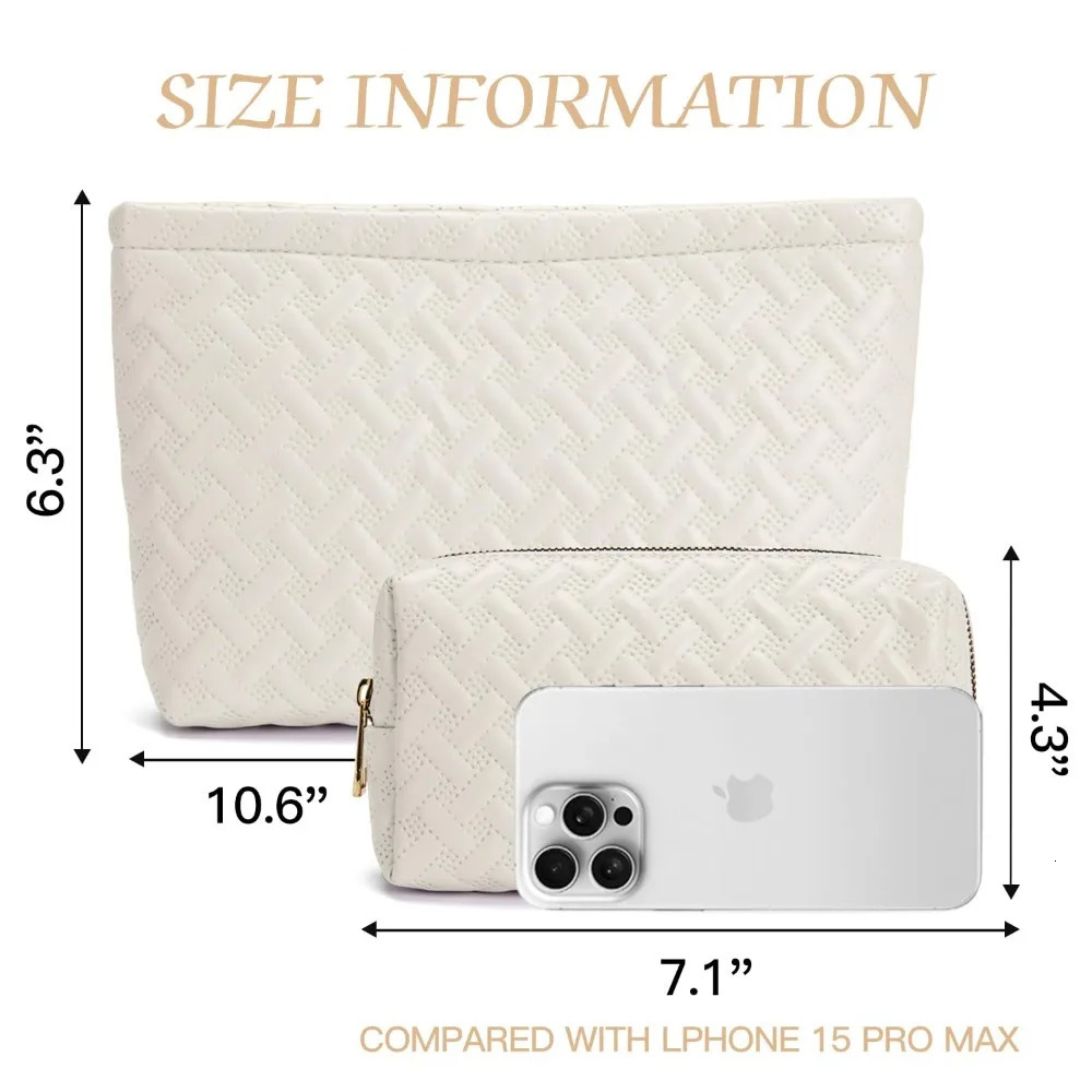 Ship from US Makeup bag for women makeup brush travel and vacation cream white 250227FBB