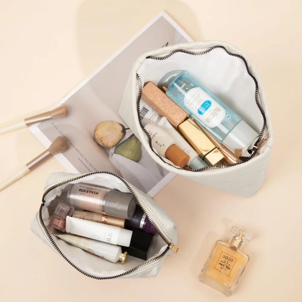 Ship from US Makeup bag for women makeup brush travel and vacation cream white 250227FBB