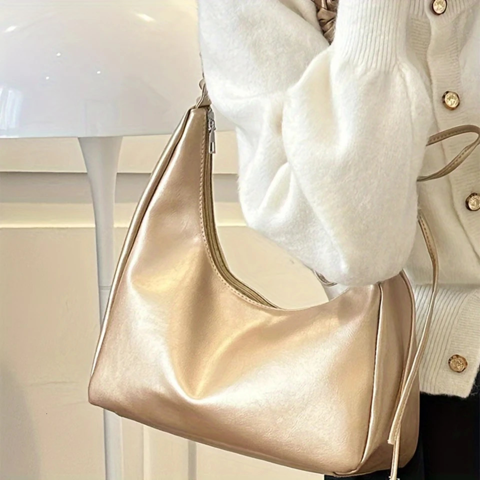Ship from US Fashion Shoulder Bag Chic Armpit Purse Ruched Strap Detail Versatile Handbag 250227FBB