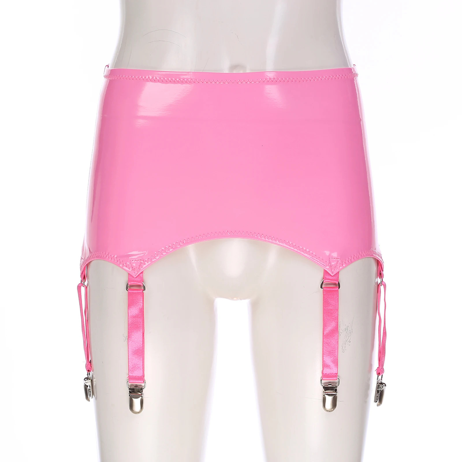 Womens Patent Leather Garters with Metal Clips for Stockings Underwear Lingerie Punk Gothic Clubwear Intimates Accessories 250227