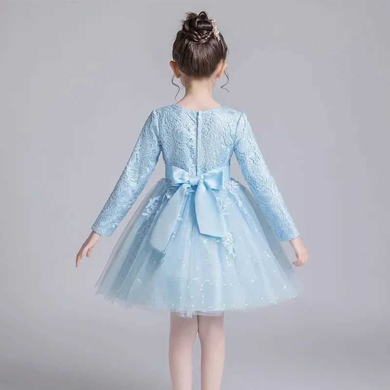 Girl's Dresses Fashion Girls Dresses for Party and Wedding Lace Long Sleeve Flower Girl Dress Spring and Autumn Childrens Bridal Dress 3-12 Years