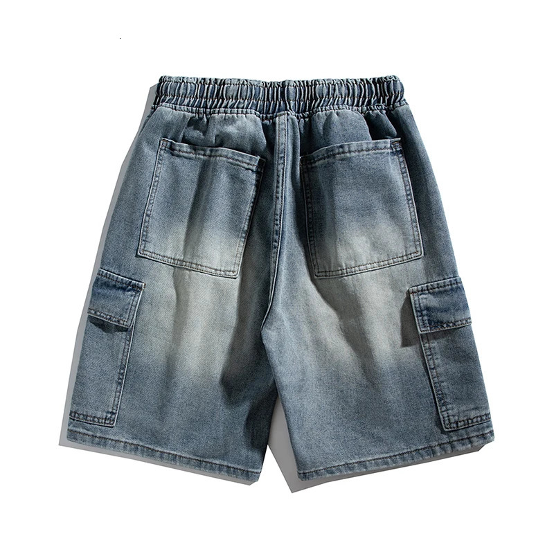 Summer Fashion Male Denim Shorts Vintage Nostalgic Loose Casual Short Jeans Elastic Waist Classic Mens Cargo Streetwear 250226