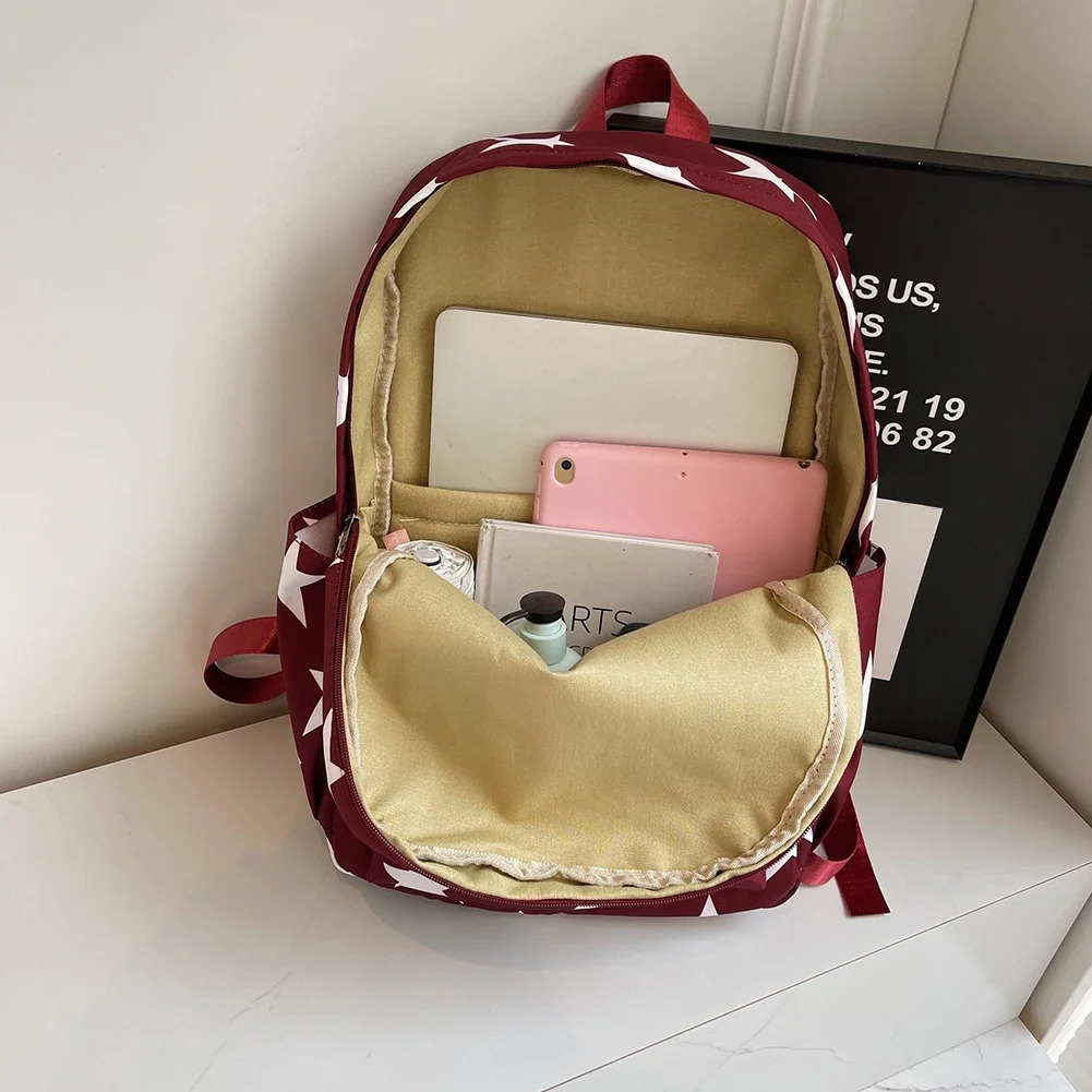 Ship from US Y2K Backpack Women Student School Bags for Girls Cute Nylon Daypack Grunge Stars Chic Trendy Bookbag Hiking Trip Backpacks 250228FBB