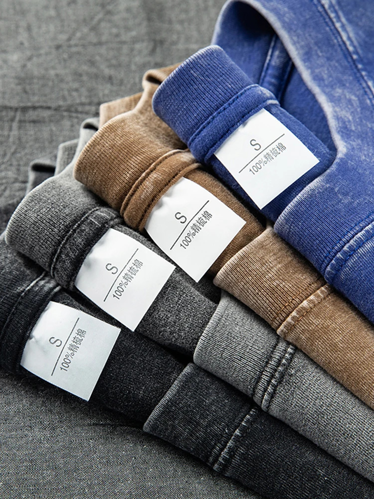 Couple Washed Retro 230g Heavy Duty Cotton Short Sleeved T-shirts Versatile For Men Women Summer Solid Color Loose T-shirt Top 250225