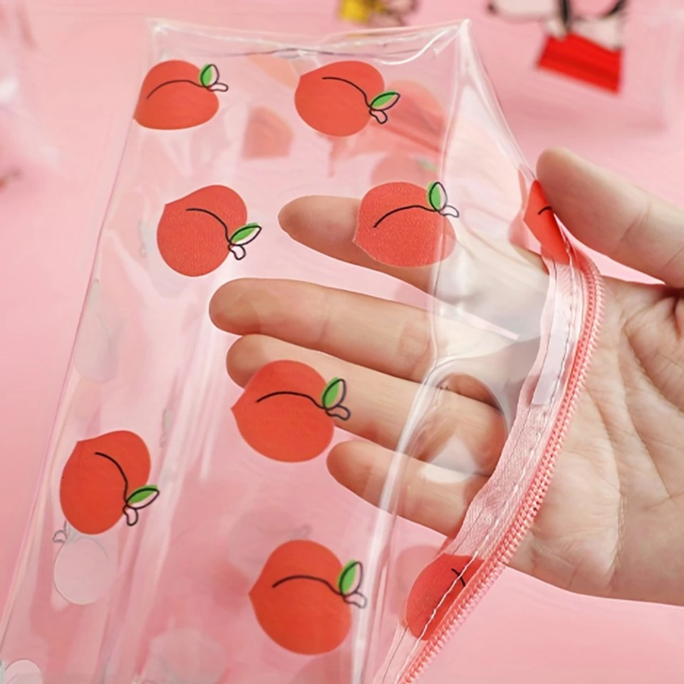 Ship from US Clear Plastic Mini Travel Toiletry Bag Waterproof Allover Print Makeup Pencil for Cosmetics and Toiletries 250227FBB