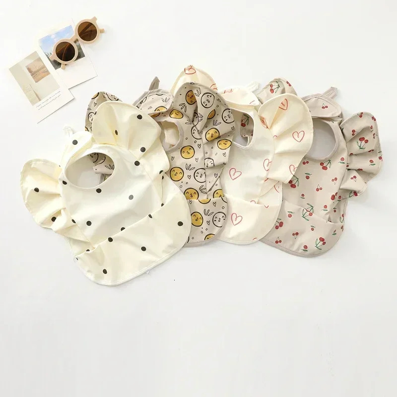 Baby Saliva Towel Waterproof Infant Bibs Kids Feeding Eating Apron Boys Girls Ruffle Towel Toddler born Cartoon Burp Cloths 250227