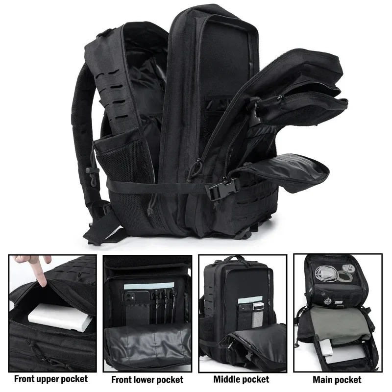 Ship from US 25L45L Tactical Backpack for Men and Women hiking camping equipment back pack Small School Rucksack with Bottle Holder 250227FBB