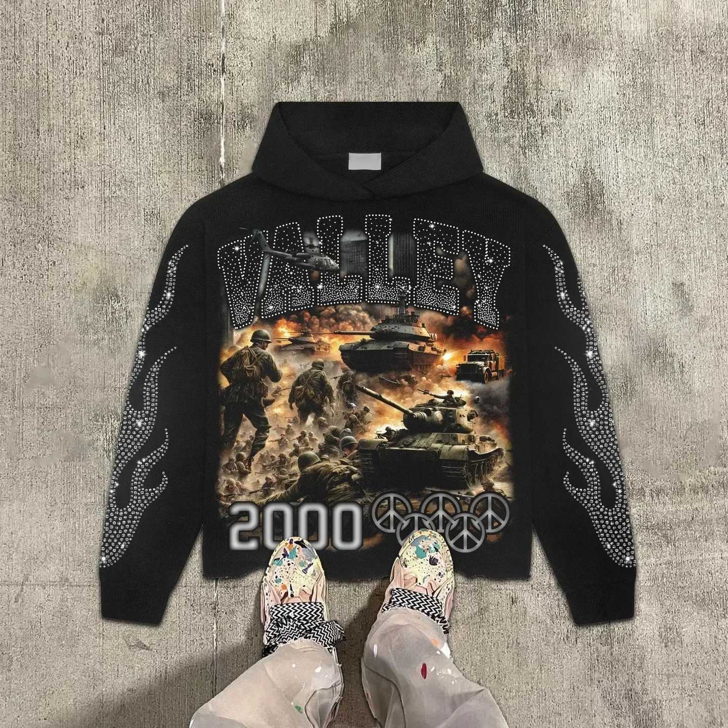 Y2k Vintage War Graphic Print Hoodies Women Tops Sweatshirt goth Oversized zip up Hoodie Mens Clothes Gothic grunge Strtwear X250227