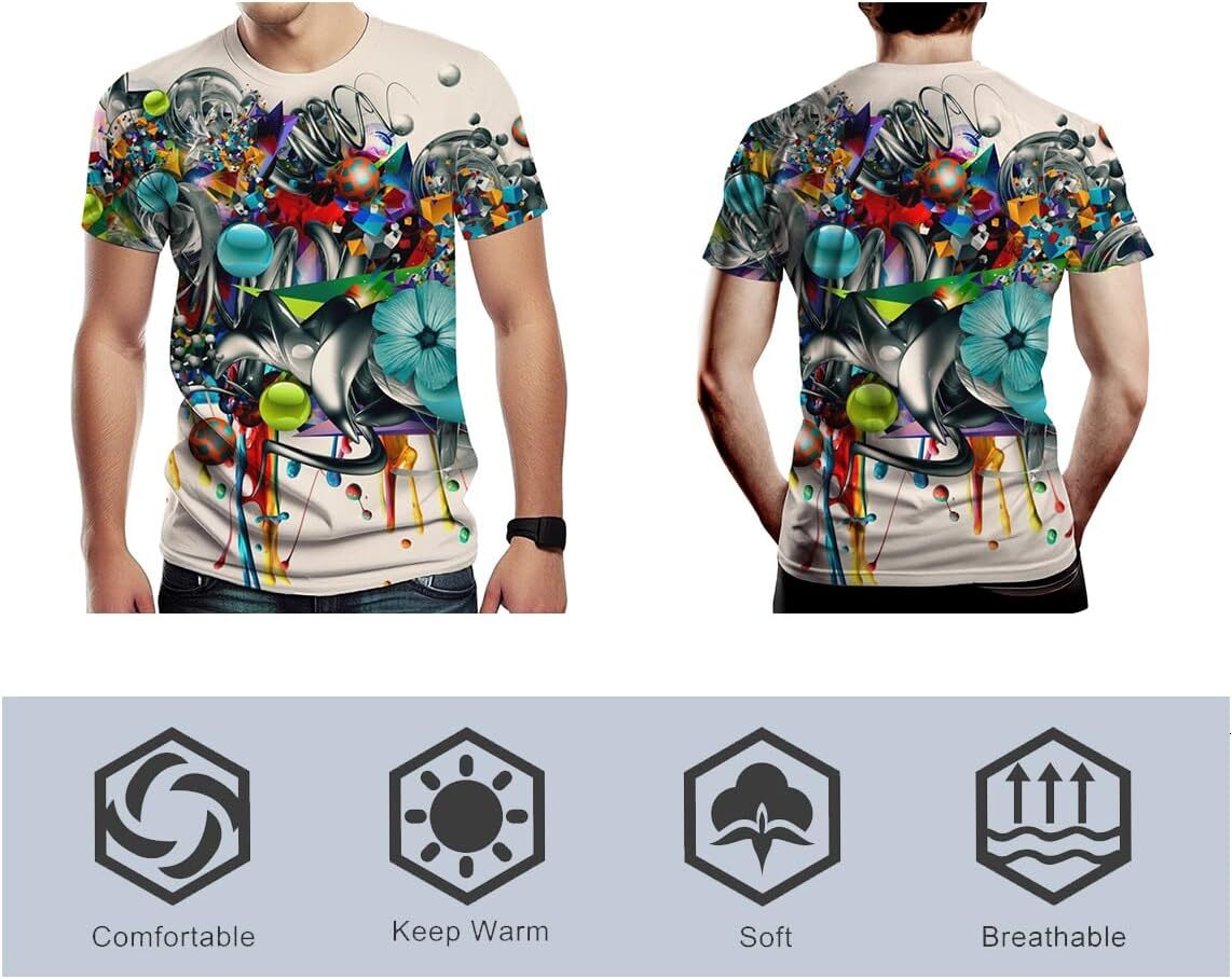 Mens T shirt Men's Novelty Tshirt Hip Hop Graffiti Graphic 3D Print Fashion T Shirts tee Casual tops summer clothes cool