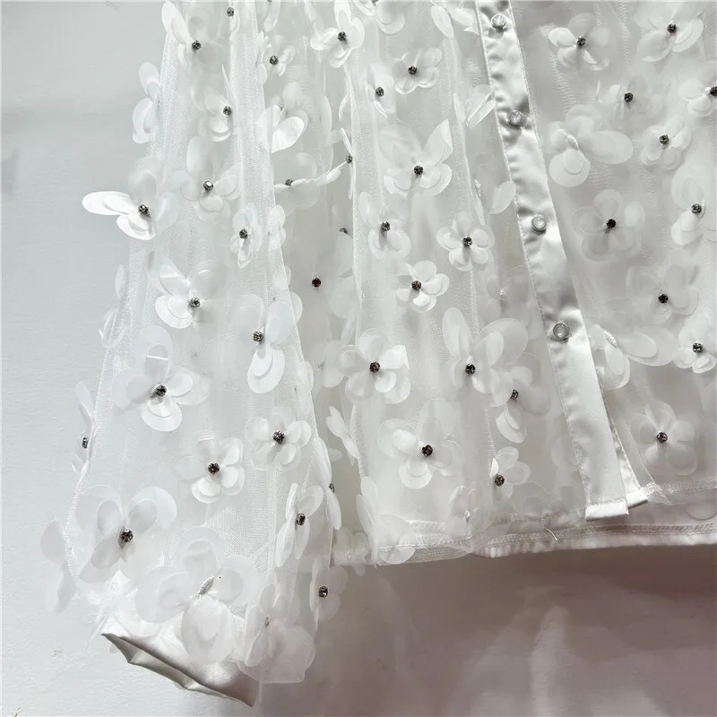 DEAT Women Shirt Loose Patchwork 3D Flowers Double Layer Perspective Mesh Single Breasted Blouse Spring 2025 Fashion 29L9414 250226