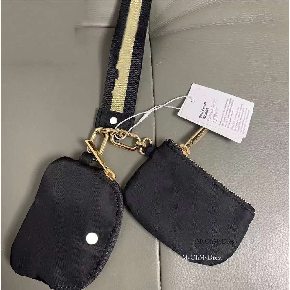 DHL 13 Colours Yoga Bag Dual Pouch Mini Zip Around Wristlet Portable Keychain Wallet Coin Purse Pocket Wholesale 0219 0221