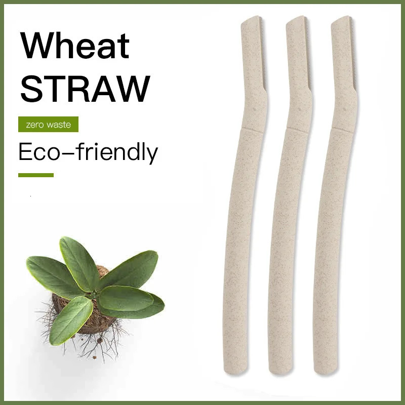 12 Pcs/Box Wheat Straw Face Eyebrow Razor for Women Dermaplane RazorBiodegradable Dermaplaning Tool with Precision Cover 250224