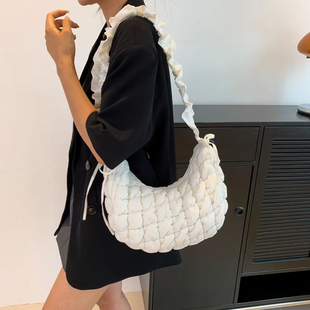 Ship from US Fashion Women Underarm ner Bag Creative Quilted Padded Crossbody Bags Adjustable Shoulder Strap Bubble Cloud 250227FBB
