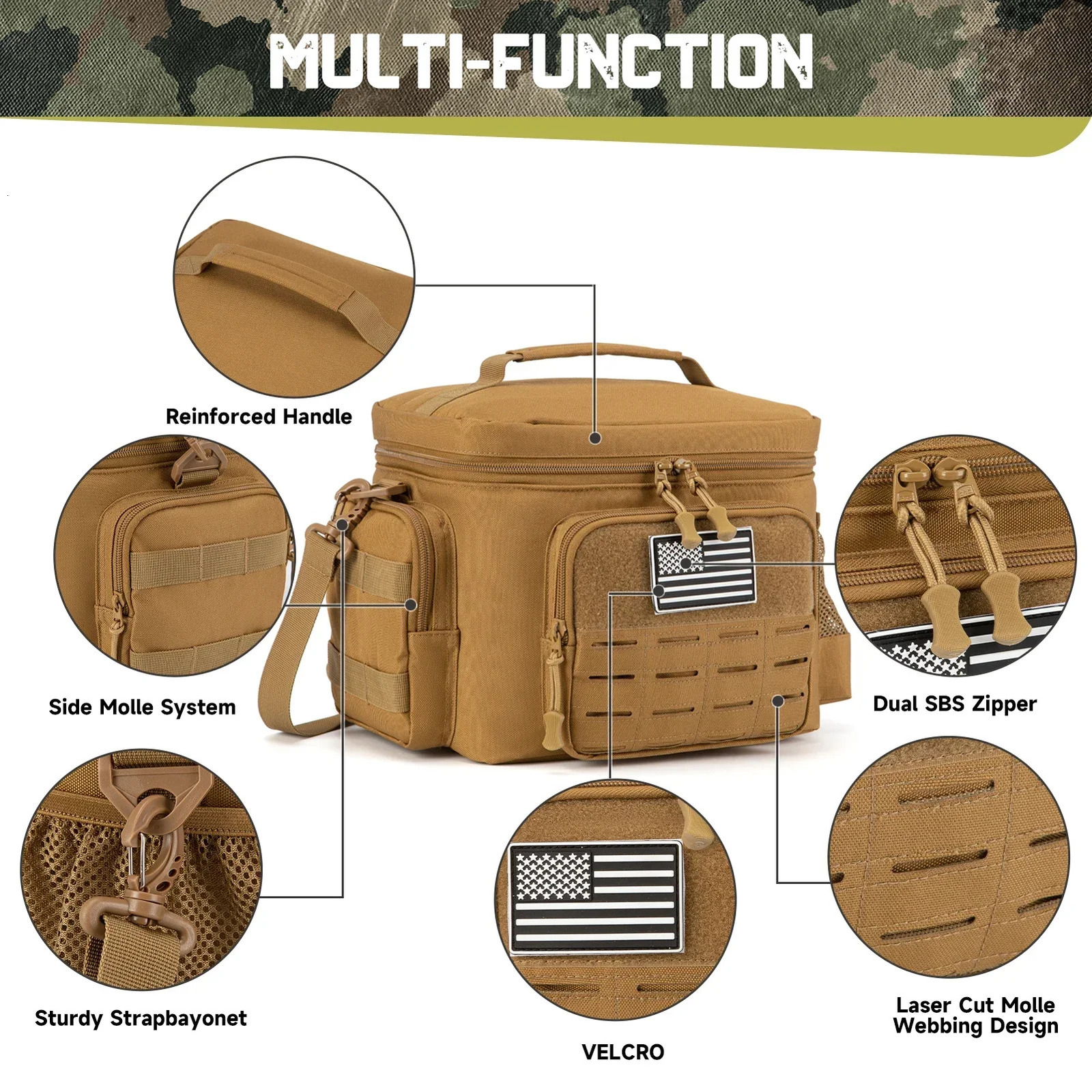 Ship from US Tactical Lunch Box for Heavy Duty Meal food lunch bag kids Camping Picnic cooler box insulated bags 250227FBB