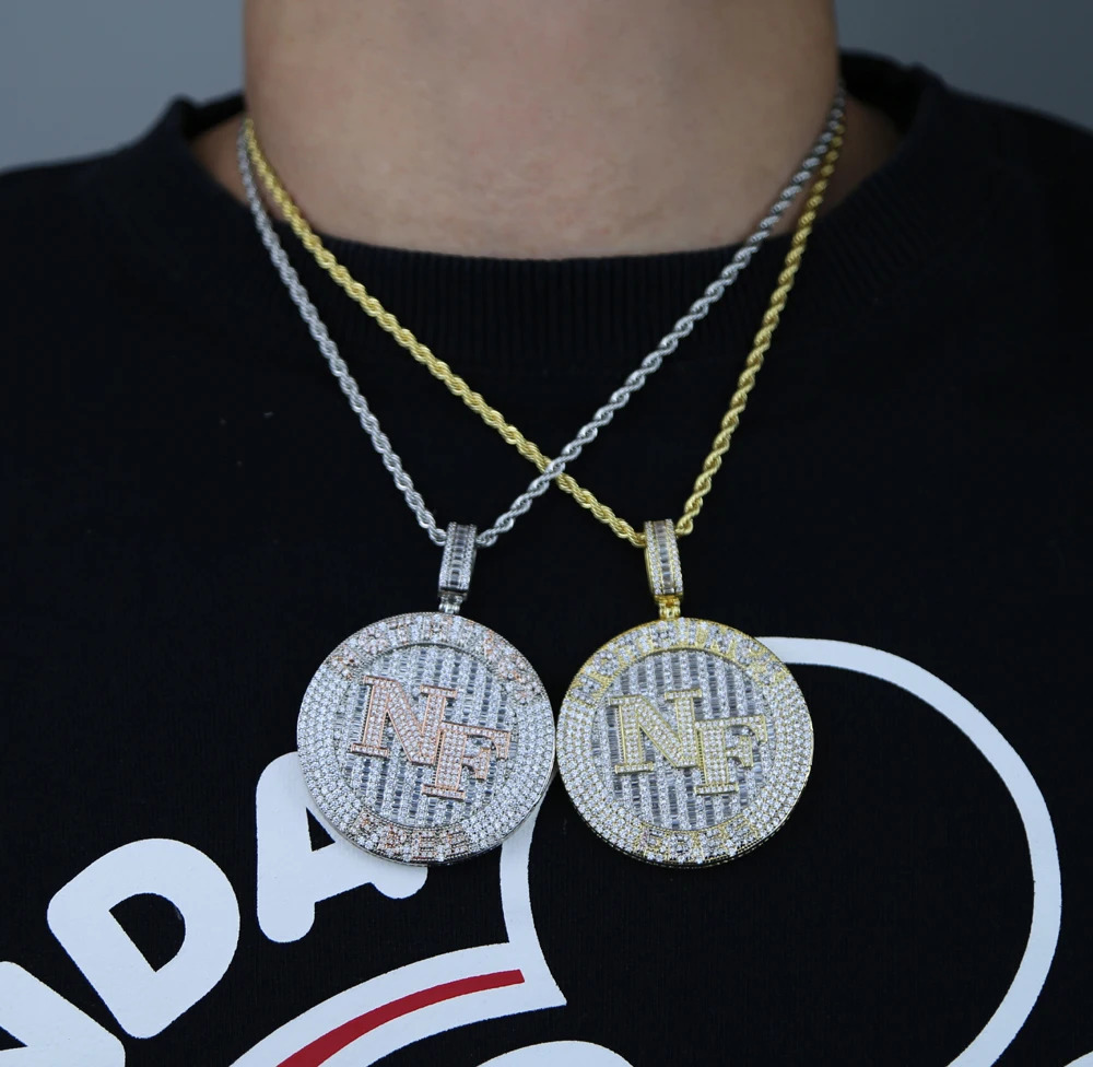 Bling Full CZ Paved Letters Nothing Is Free NF Necklace Personalized Pendant Rope Chain Iced Out Cubic Zircon Hip Hop Jewelry 250227