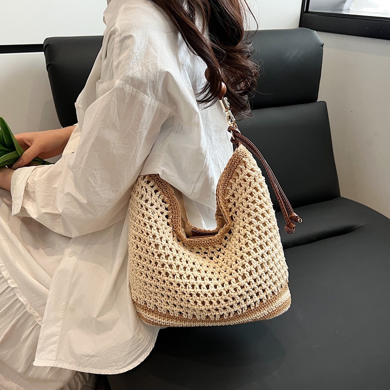 Beach vacation straw for women's 2025 summer new commuting crossbody shoulder with hollowed out woven tote bag #swissmilitary