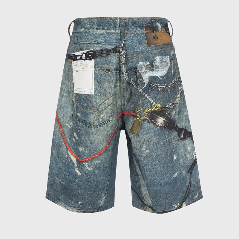 PFNW Distressed Vintage Pants High Street Mens and Womens 3D Scissor Printed Denim Shorts 28W6062 250226