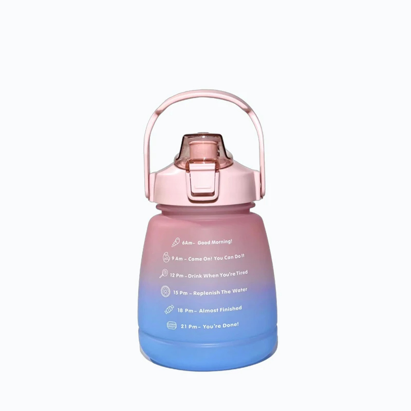Bounce Gallon Water Bottle Cup Kids Water Kettle Gradient Frosted Plastic Sports Bottle With Straw