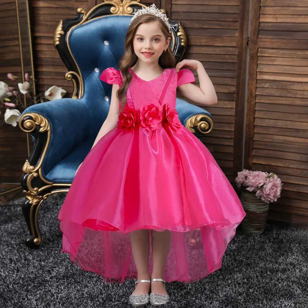 Girls Dresses 2024 elegant and luxurious birthday baby princess dress for girls childrens party holiday dress for children aged 5 to 8 10 and 12 pink 