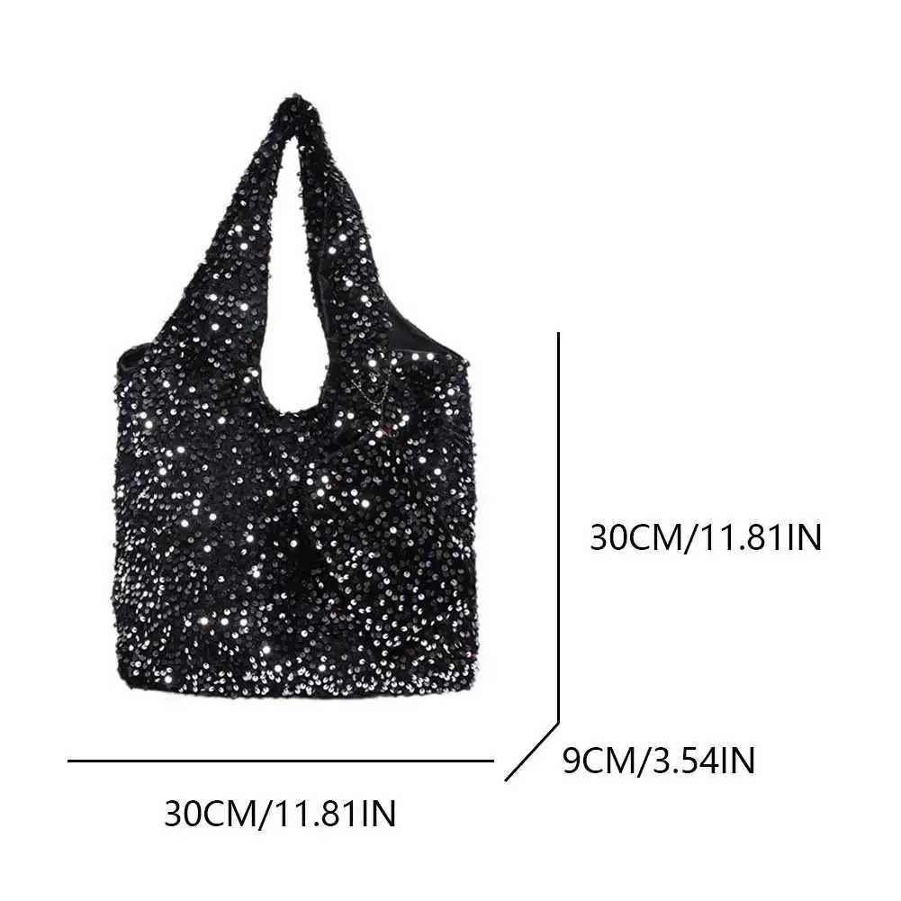 Handbag Slouchy Shoulder Bag for Women Sequin Hobo Bag Underarm Bag for Work Travel ShoppingXJ250227