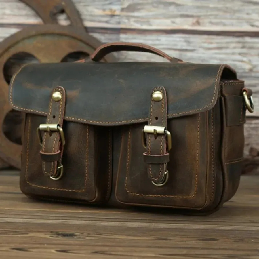 Ship from US Leather Camera Bag Crossbody Vintage Messenger for Pography 250227FBB
