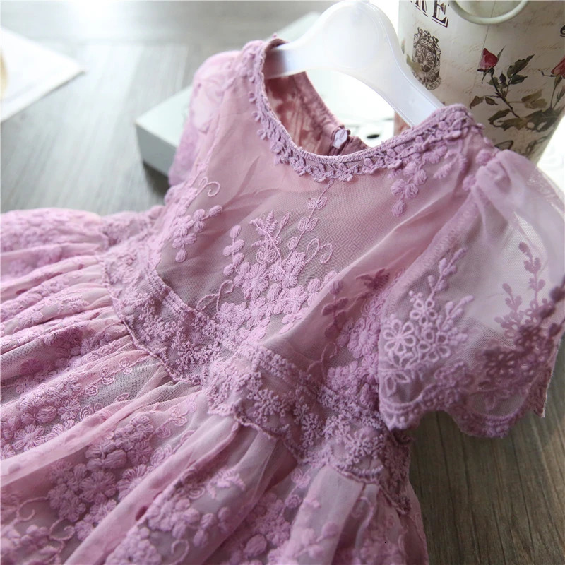 Summer Girls Dress Casual Baby Girls Clothes Kids Dresses For Girls Lace Flower Wedding Gown Children Birthday Party Wear 3-8Yrs 250227