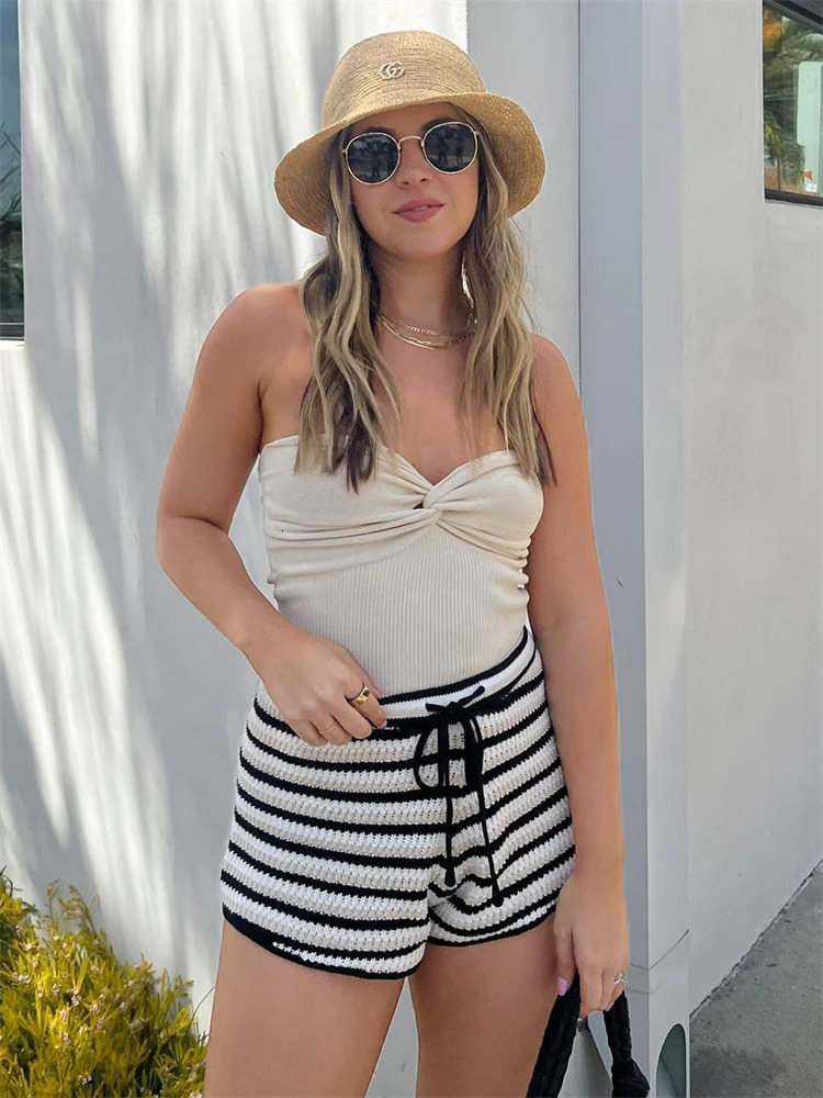Tossy Knitted Tube Top Womens White Strapless Tight corset Summer Basic Shoulderless Cut Casual Street Clothing 250227