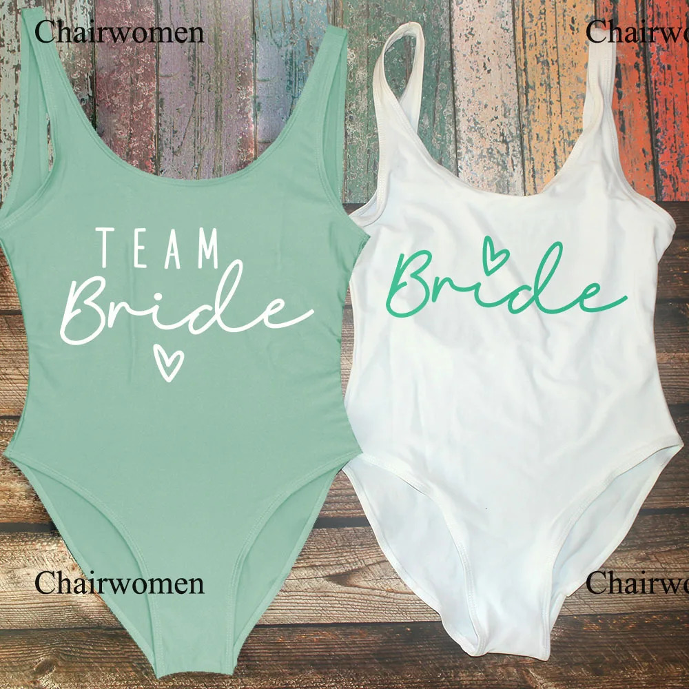 S-3XL Gold Print Team Bride One-Piece Swimsuit Squad Women Swimwear Bachelorette Party Swimsuit Summer Beatchwear Bathing Suit 250227