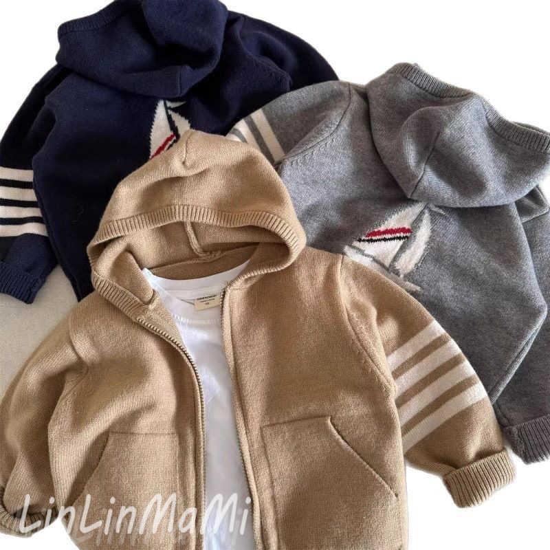 Pullover Childrens sweater jacket for men in Spring and Autumn 2025 new style for small and mediumsizedc hildrenh oodedc ardiganf orb abiest rendyb ra