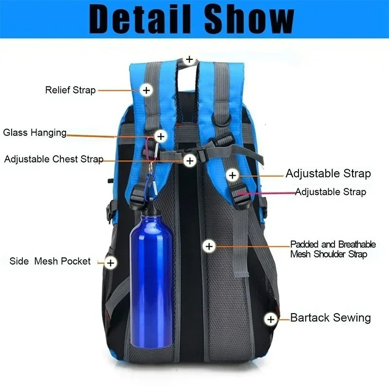 Ship from US Hiking Backpack 40L Lightweight Travel Mountaineering Waterproof Sport Bags Climbing Rucksack Men Accessories 250227FBB