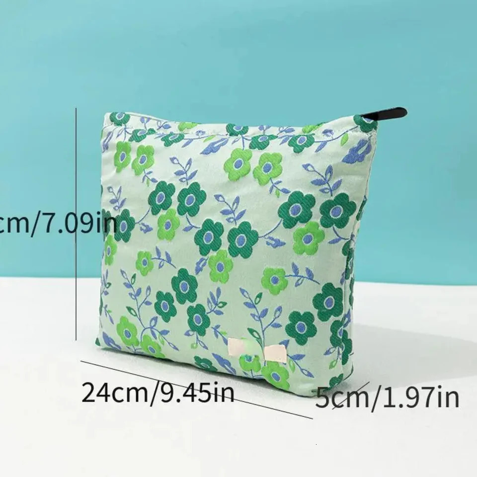 Ship from US Green Flower Ins Makeup Bag Cosmetic Toiletry Stylish and Functional Travel Organizer for Essential Beauty Products 250227FBB