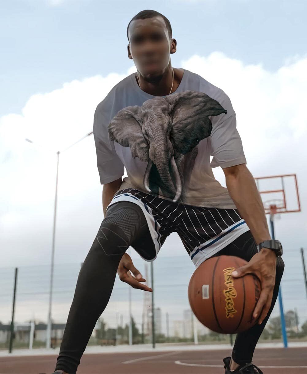 Mens T shirt Soccer T Shirts for Men,3D Printed Graphic Short Sleeve Tees tee Casual tops summer clothes Elephant pattern