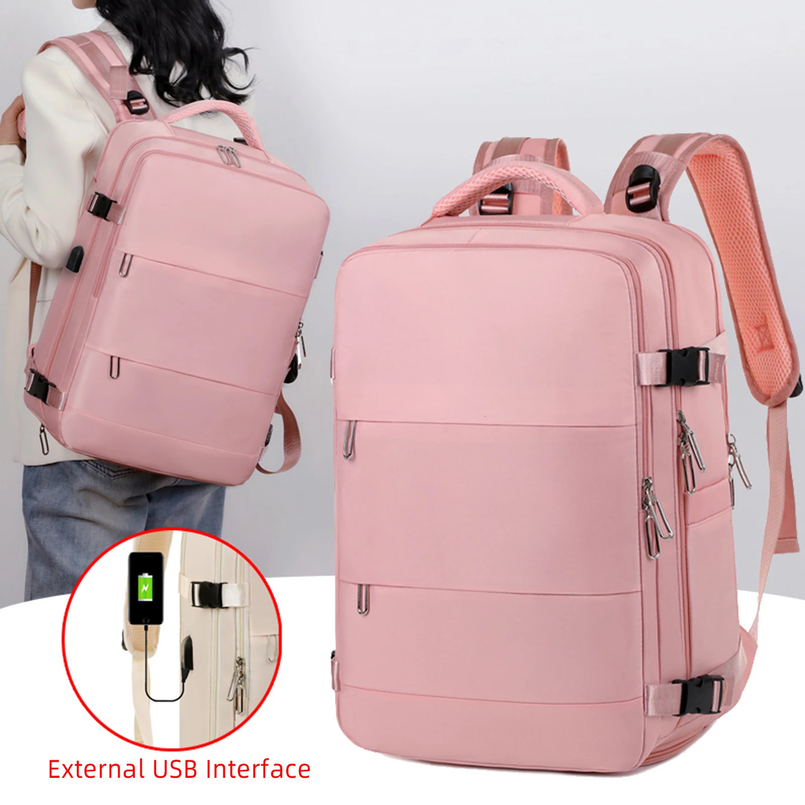 Ship from US Large capacity luggage travel bag with USB charging port waterproof carry on backpack for outdoor work and hiking 250227FBB