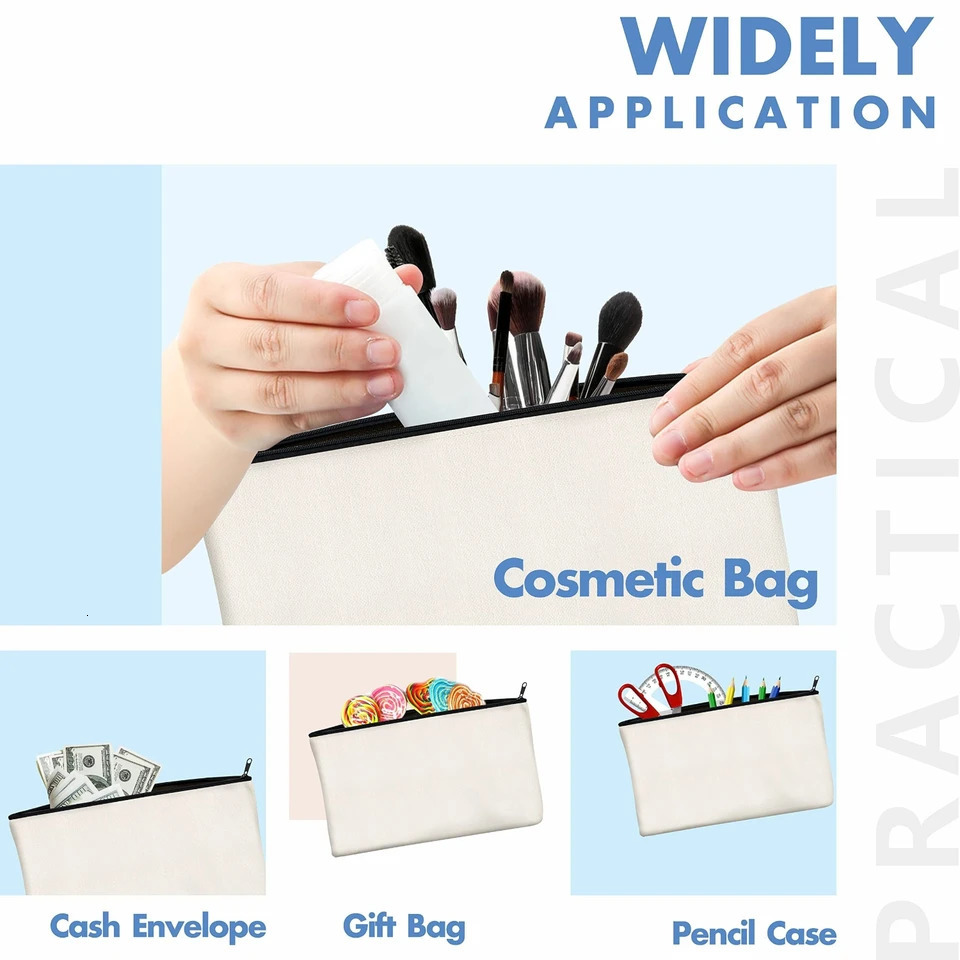 Ship from US 15 Pcs HighQuality Cotton Canvas Zipper Bags Unique DIY Craft n Versatile for Pencils Makeup Cosmetics Toiletries 250227FBB